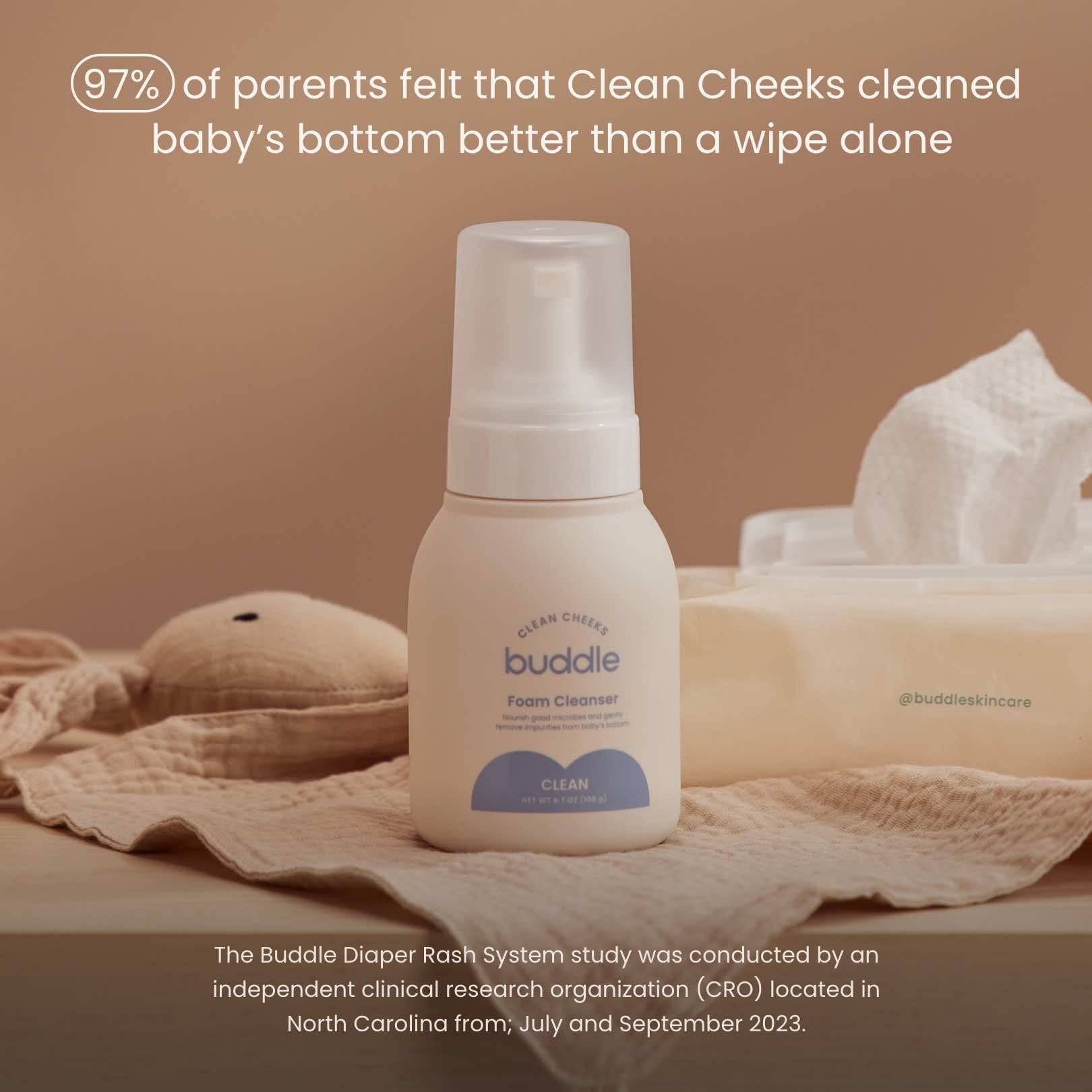 Buddle Clean Cheeks | Diaper Rash Foam Cleanser | Buddle Skincare