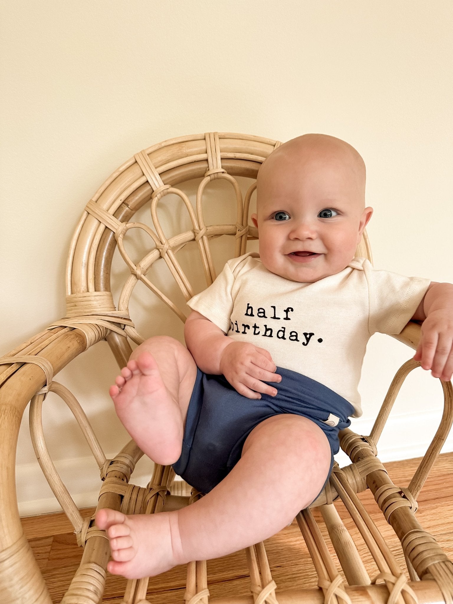 Half Birthday Organic Cotton Baby Bodysuit Short Sleeve