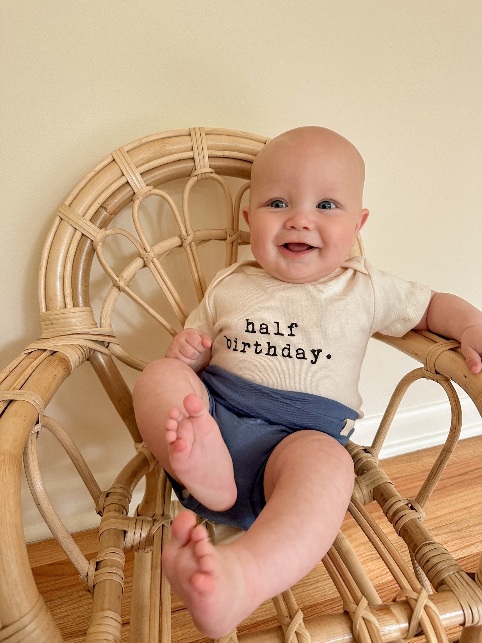 Half Birthday Organic Cotton Baby Bodysuit Short Sleeve