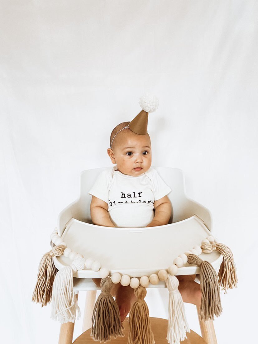 Half Birthday Organic Cotton Baby Bodysuit Short Sleeve