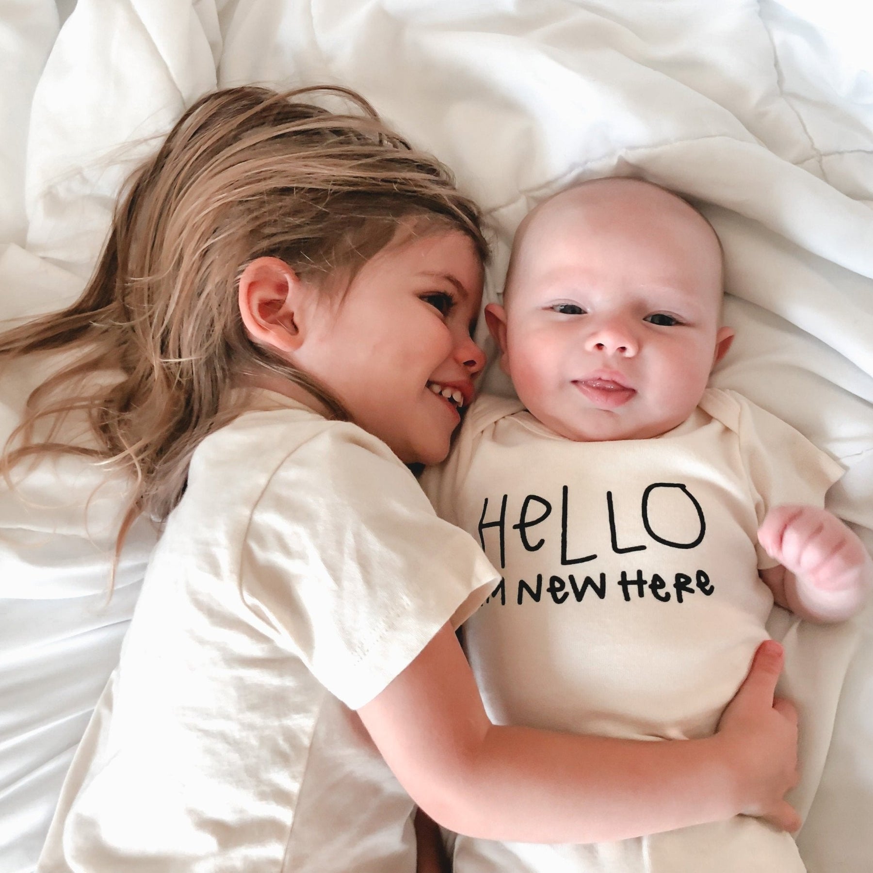 Hello I'm New Here Organic Cotton Baby Bodysuit Short Sleeve