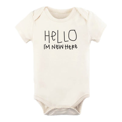 Hello I'm New Here Organic Cotton Baby Bodysuit Short Sleeve