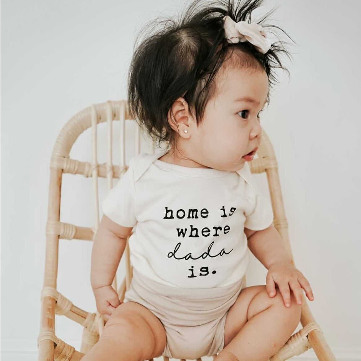 Home is Where Dada is Organic Cotton Baby Bodysuit Short Sleeve