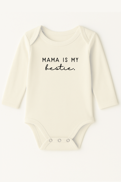 Mama is My Bestie Organic Cotton Baby Bodysuit Long Sleeve