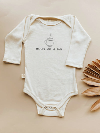 Mama's Coffee Date Organic Cotton Baby Bodysuit Long Sleeve