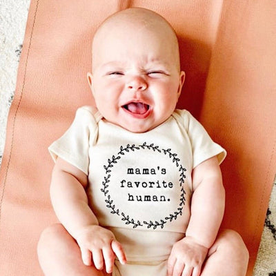 Mama's Favorite Human Organic Cotton Baby Bodysuit Short Sleeve