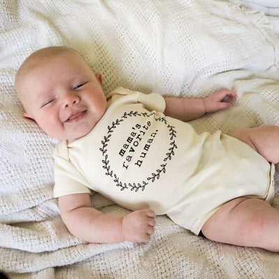 Mama's Favorite Human Organic Cotton Baby Bodysuit Short Sleeve