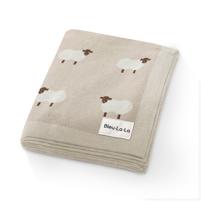 Sheep Knit Receiving Baby Blanket