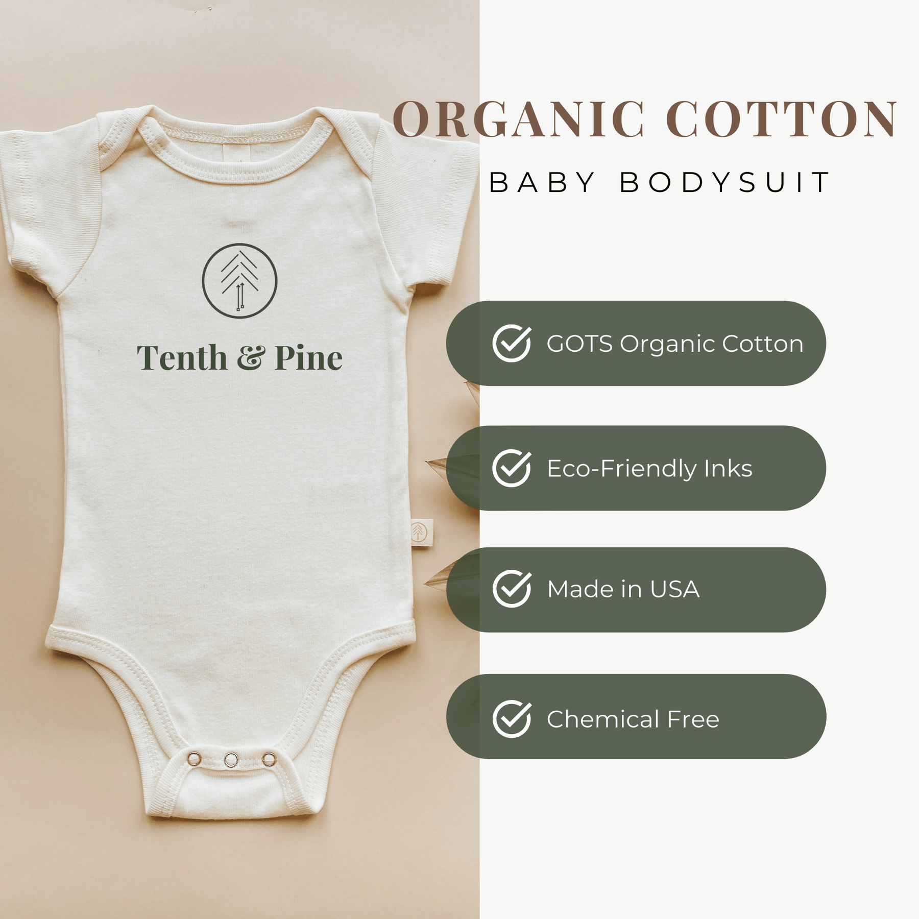 Little Brother Clay Organic Cotton Baby Bodysuit Short Sleeve