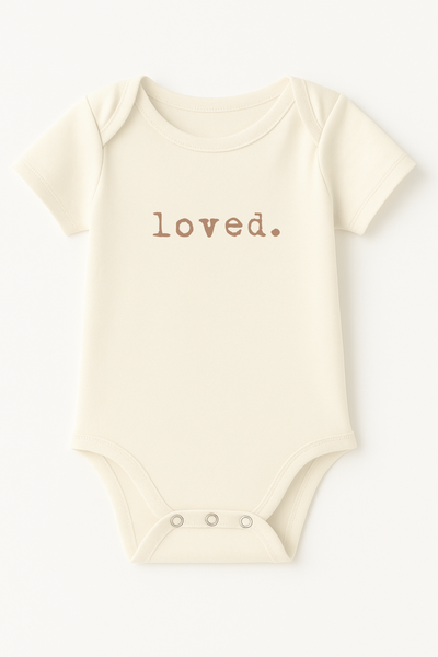Loved. Clay Organic Cotton Baby Bodysuit Short Sleeve