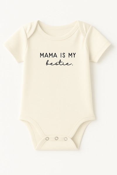 Mama is my Bestie Organic Cotton Baby Bodysuit Short Sleeve