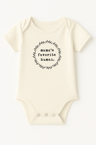 Mama's Favorite Human Organic Cotton Baby Bodysuit Short Sleeve